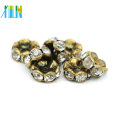 Excelente calidad IA0203 Nickel Black Plating Charm Rhinestone Slider Rondelles Spacer Beads